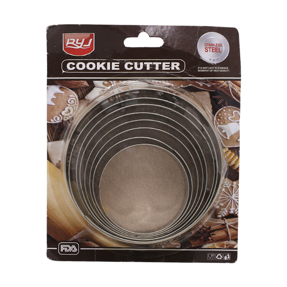 Round Cookie & Fondant Cutter Stainless Steel 8Pcs Set