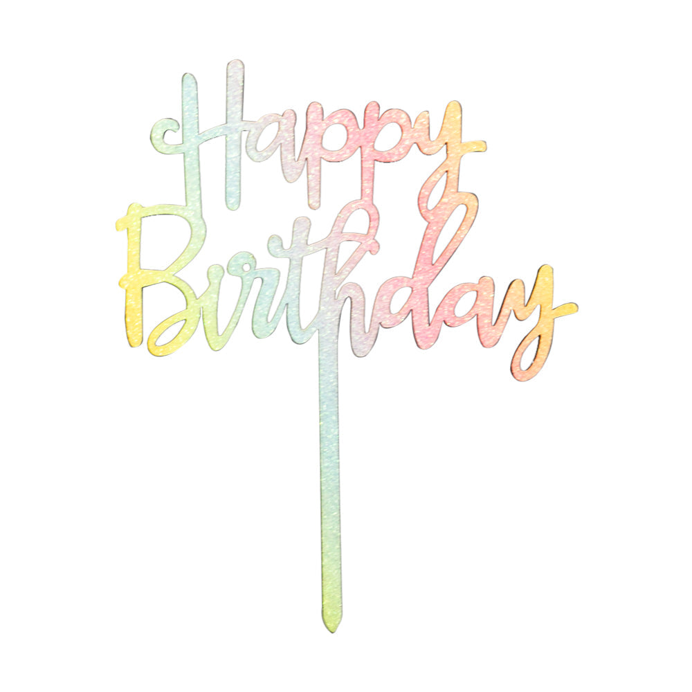 Happy Birthday Cake Topper Multicolor