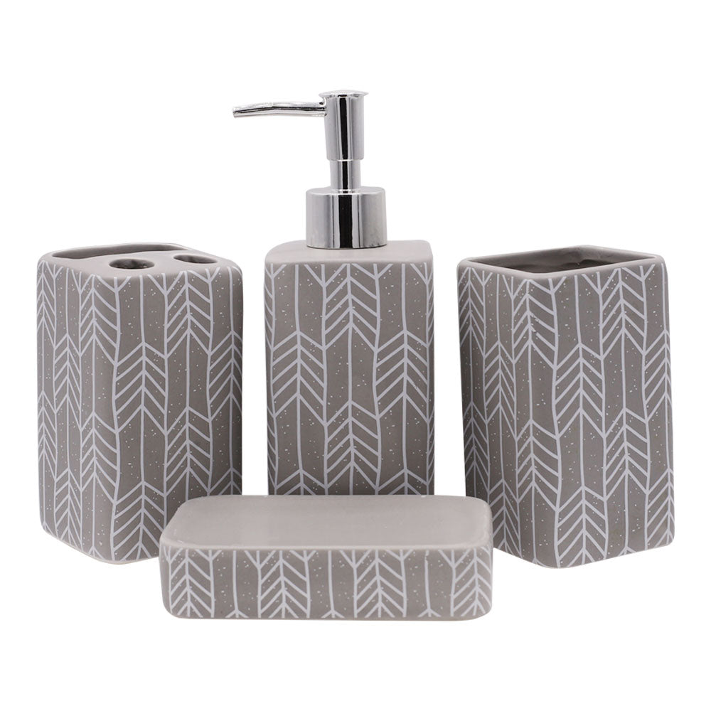 Arrows Design 4 Pcs Ceramic Bathroom Accessories Set