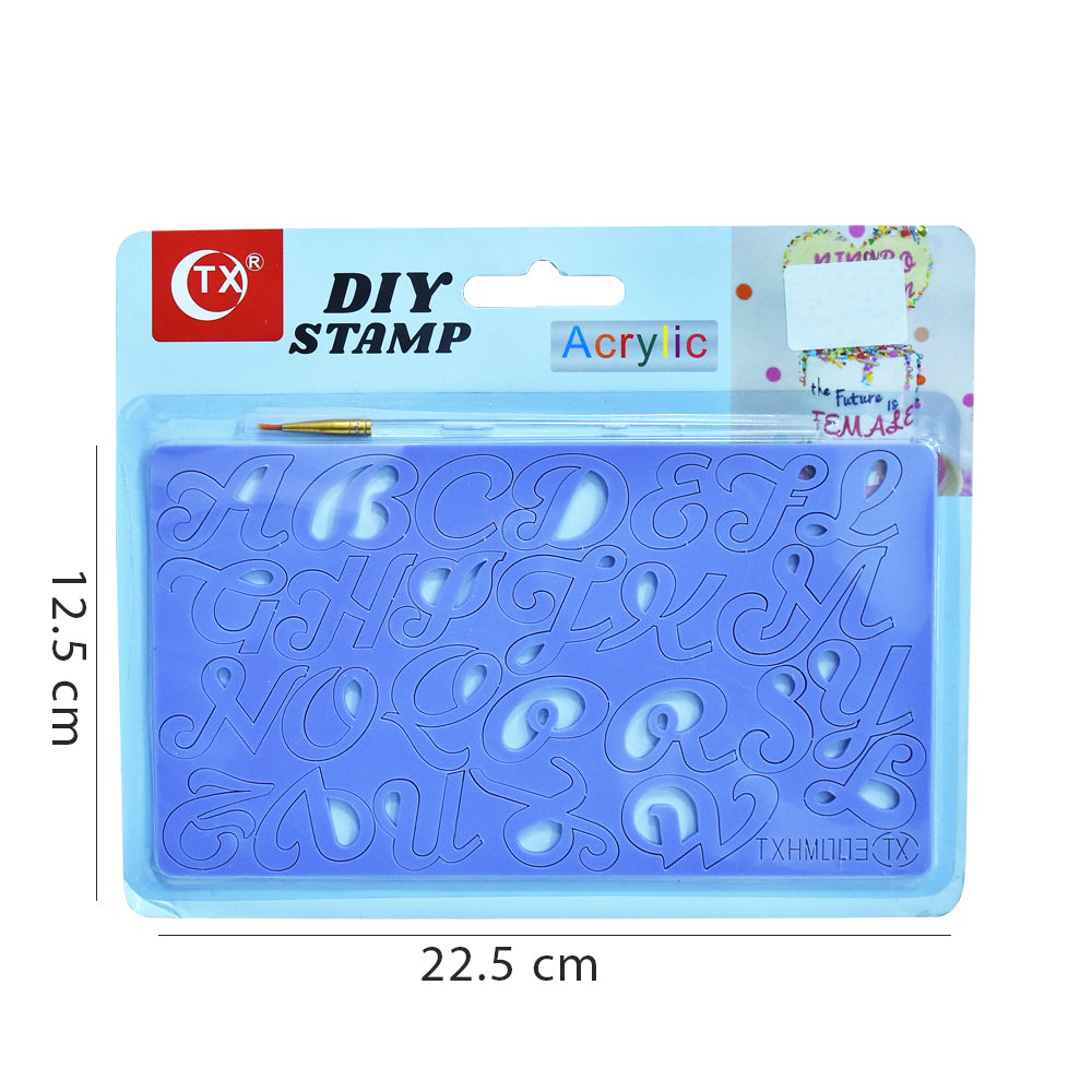 Uppercase Alphabets Fondant Stamp With Brush