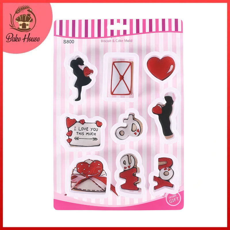 Valentine Theme Fondant & Cookie Cutters 9Pcs Set