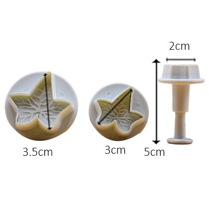 Veined Ivy leaf Plunger Fondant Cutter 3Pcs Set Plastic