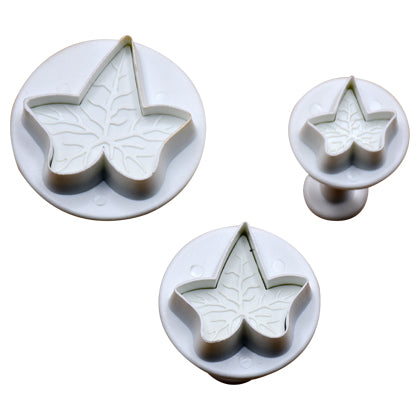 Veined Ivy leaf Plunger Fondant Cutter 3Pcs Set Plastic