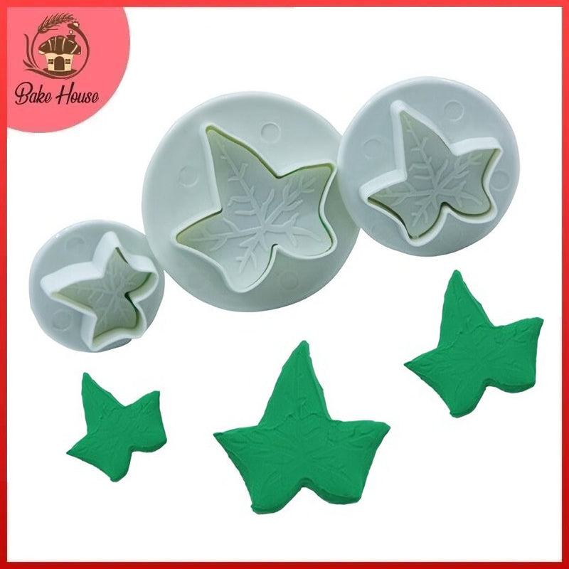 Veined Ivy leaf Plunger Fondant Cutter 3Pcs Set Plastic