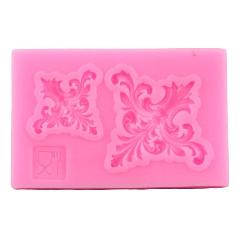 Vintage Baroque Scroll Silicone Fondant Mold 2 Cavity