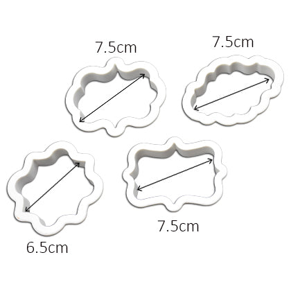 Vintage Plaque Frame Fondant Cutter 4Pcs Set Plastic