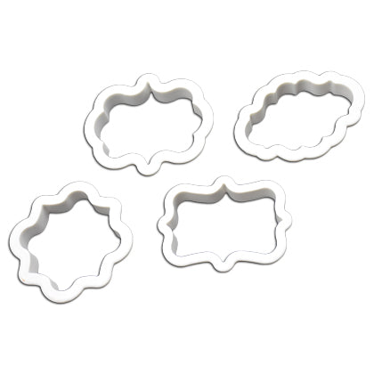 Vintage Plaque Frame Fondant Cutter 4Pcs Set Plastic