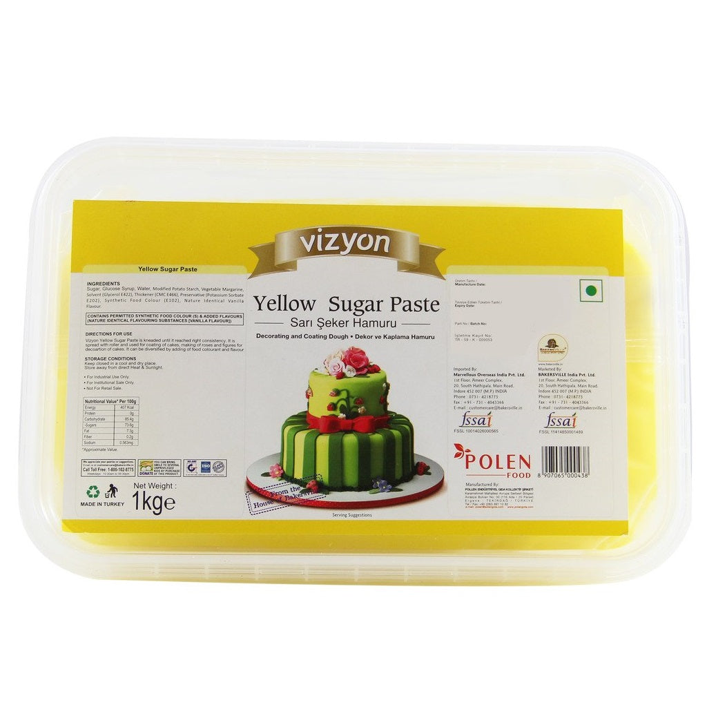 Vizyon Yellow Fondant Sugar Paste 1KG