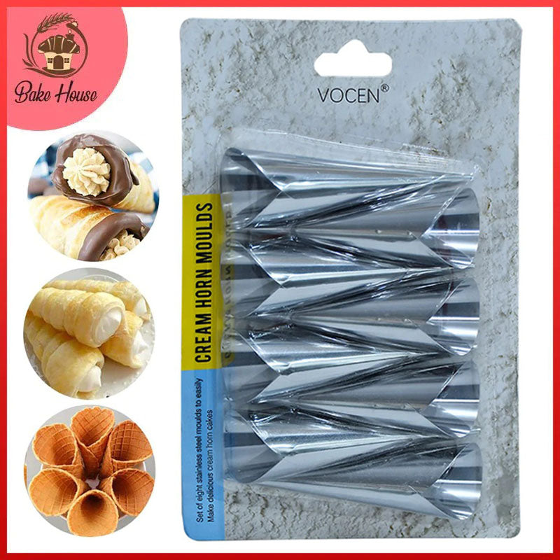 Vocen Cream Roll Cones Small 8Pcs Set Stainless Steel