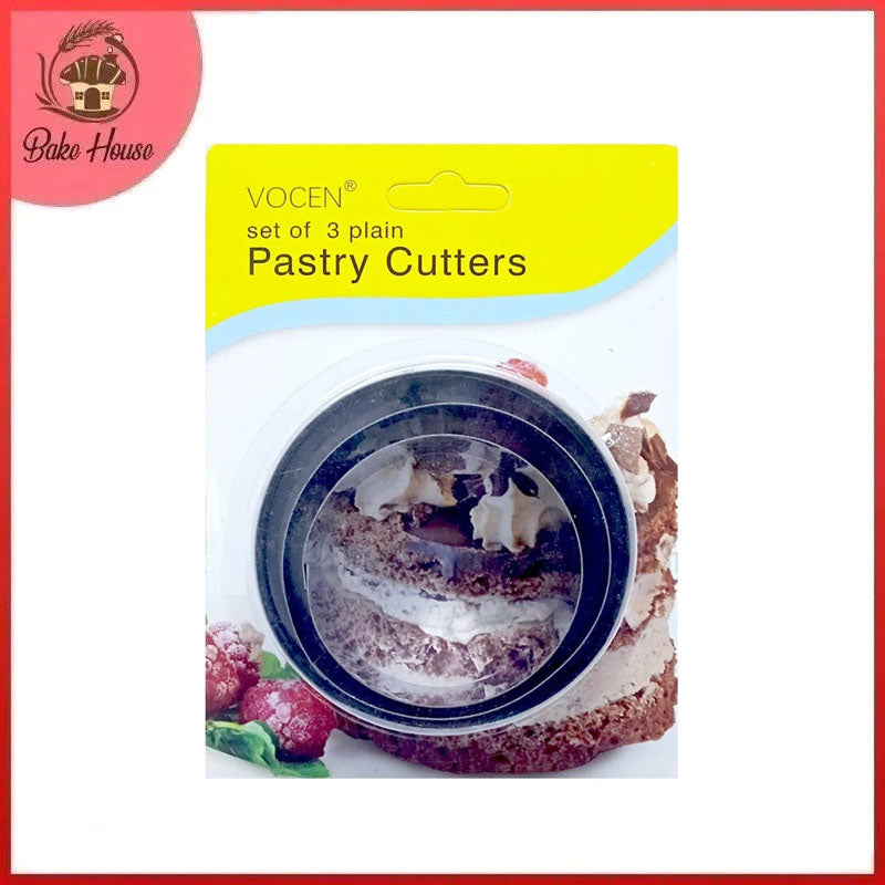 Vocen Set Of 3 Plain Pastry Cutters Stainless Steel