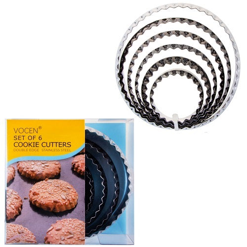 Vocen Set of 6 Cookie Cutters Double Edge Stainless Steel