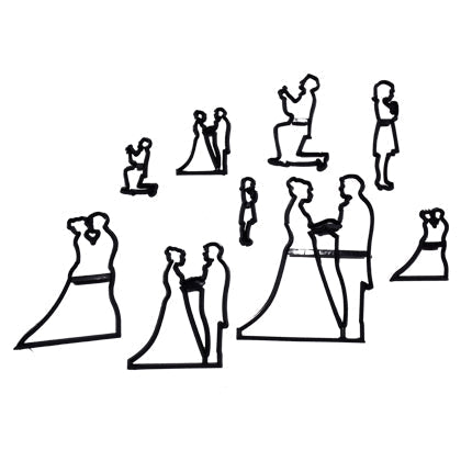 Wedding Bride Groom Fondant Cutter Set 9Pcs Plastic