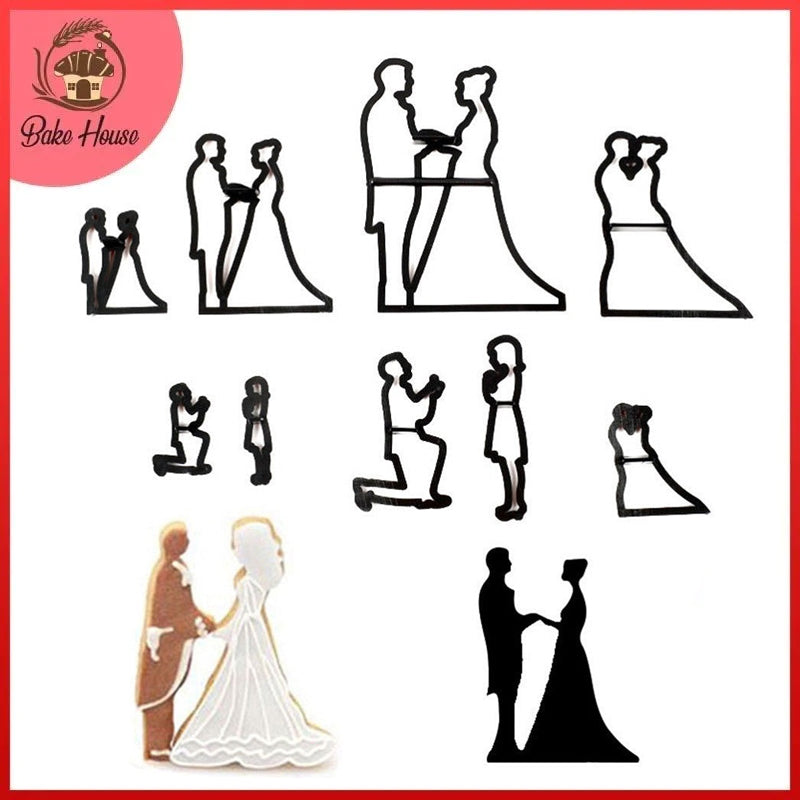 Wedding Bride Groom Fondant Cutter Set 9Pcs Plastic