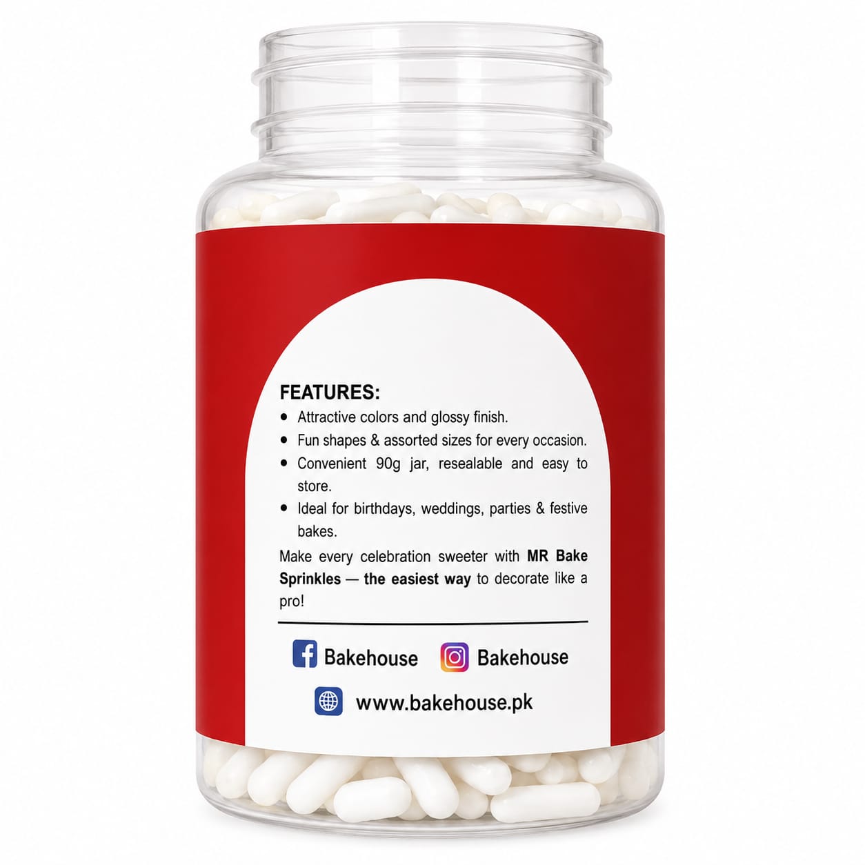 MR Bake White Capsaule Sprinkle - 90g Jar