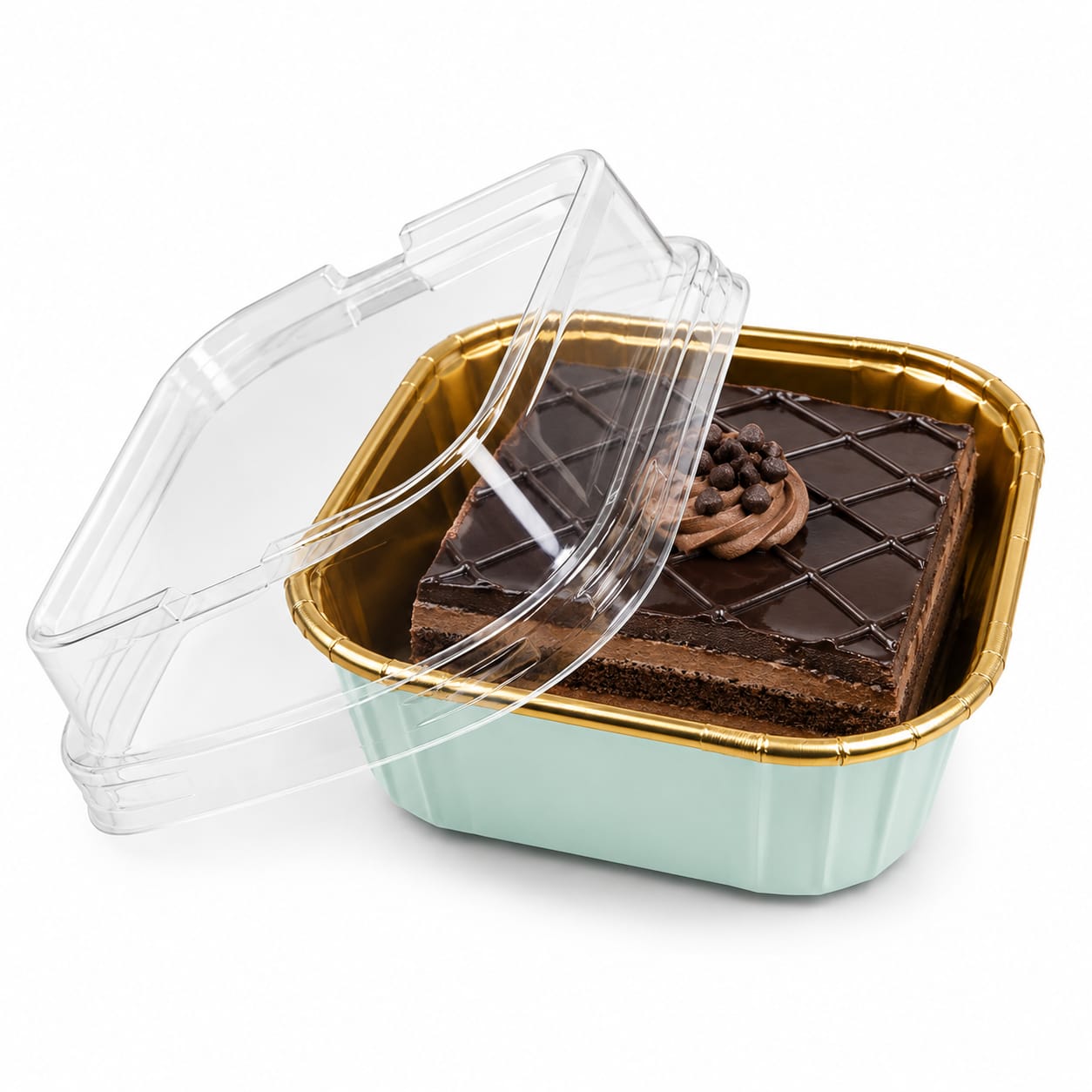 50Pcs Paper Foil Square Cupcake Liner Sea Green With Lid