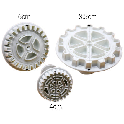 Wheel Fondant & Cookie Plunger Cutter 3Pcs Set Plastic