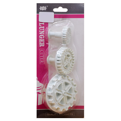 Wheel Fondant & Cookie Plunger Cutter 3Pcs Set Plastic