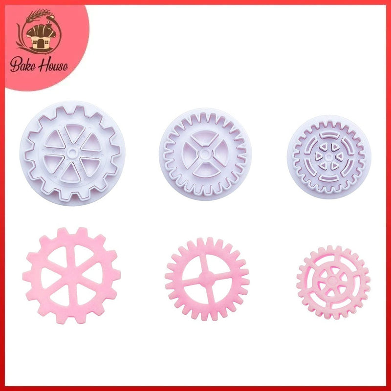 Wheel Fondant & Cookie Plunger Cutter 3Pcs Set Plastic