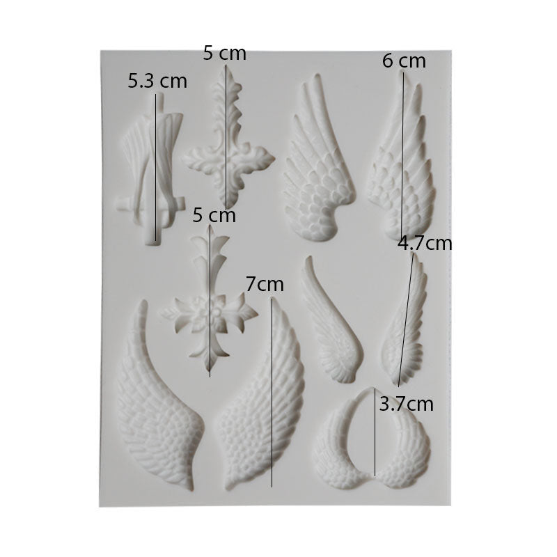 Wings & Crosses Silicone Fondant Mold 10 Cavity
