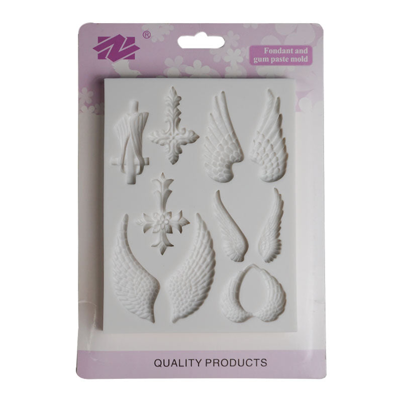 Wings & Crosses Silicone Fondant Mold 10 Cavity