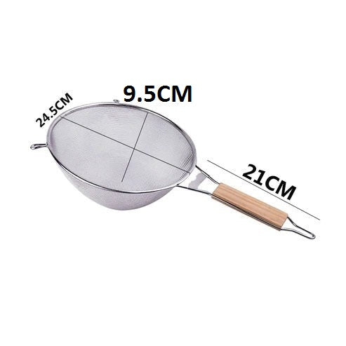 Wooden Handle Kitchen Multipurpose Seive Strainer 24.5cm Basket