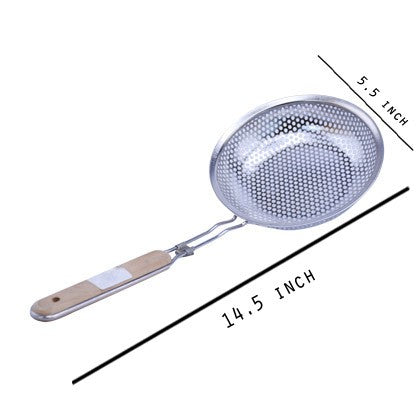 Wooden Handle Stainless Steel Colander Food Strainer Small