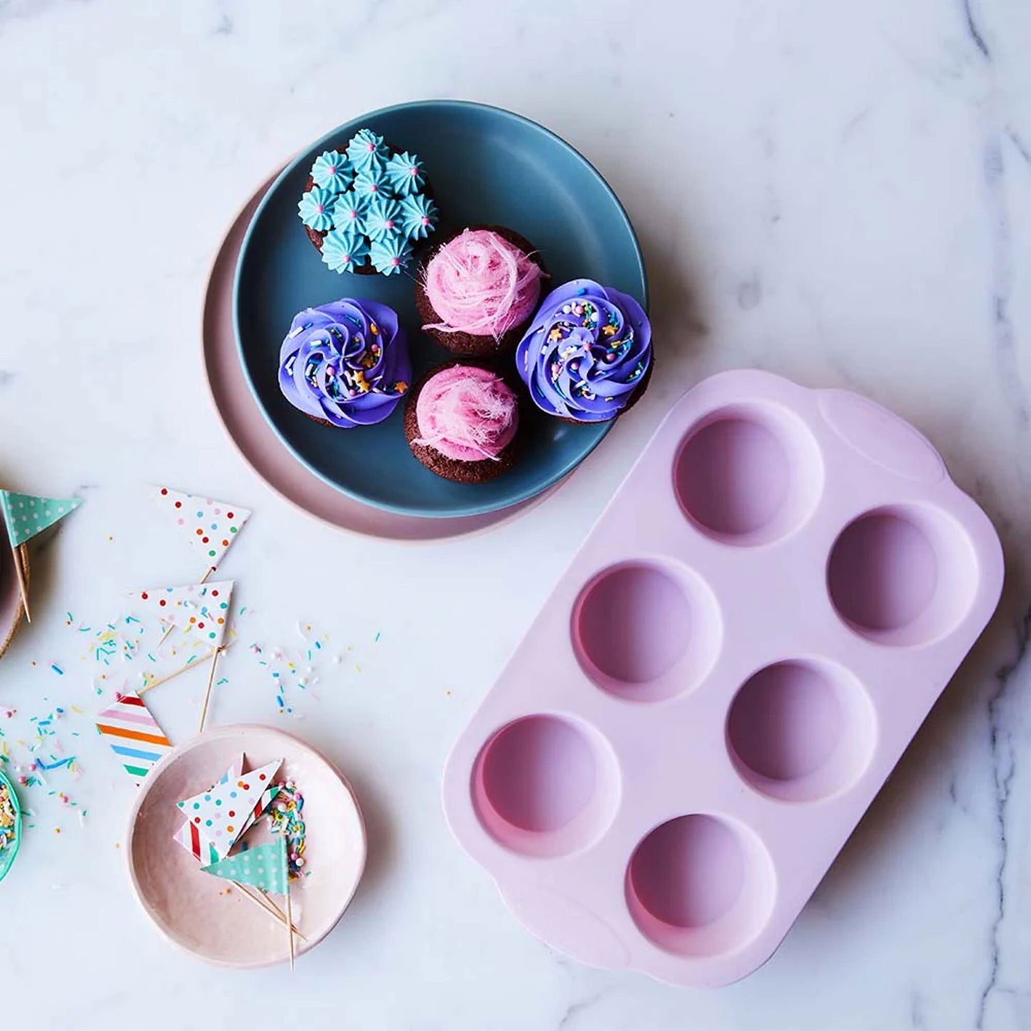6 Cups Silicone Muffin Baking Tray