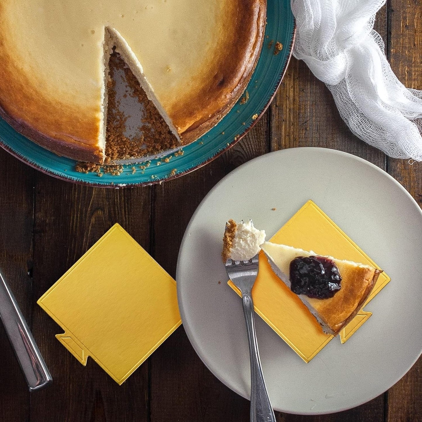 Square Shape Pastry Placer Board Golden 10Pcs Pack