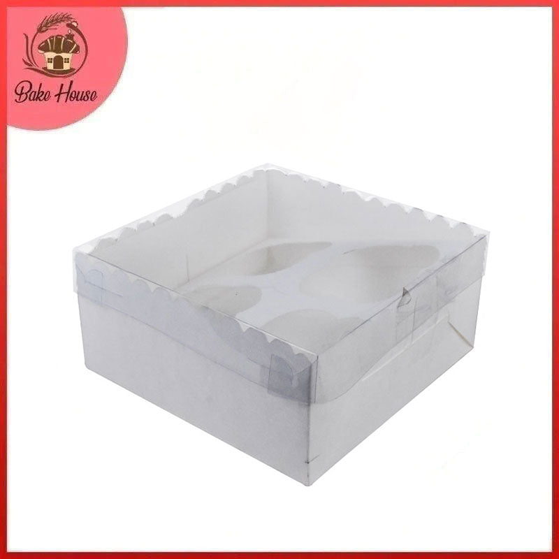 4 Cavity Cupcake Box 6.3 X 6.3 X 3 Inch with Clear Lid