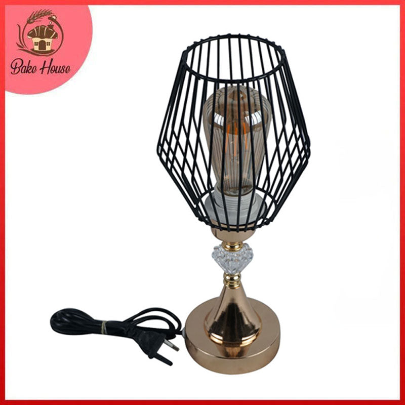 Hollow Diamond Shape Iron Bedside Lighting Table Lamp Decor