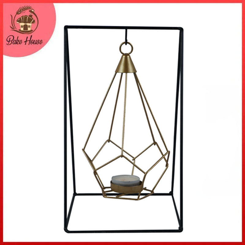 Iron Swing Shape Stand With Hanging Drop Tealight Candle Holder Centrepiece Decor