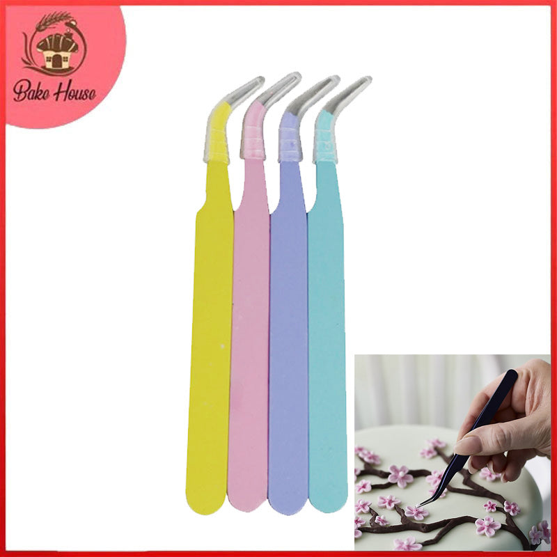 Sugarcraft And Multipurpose Curved Tweezers 4 Pcs Pack