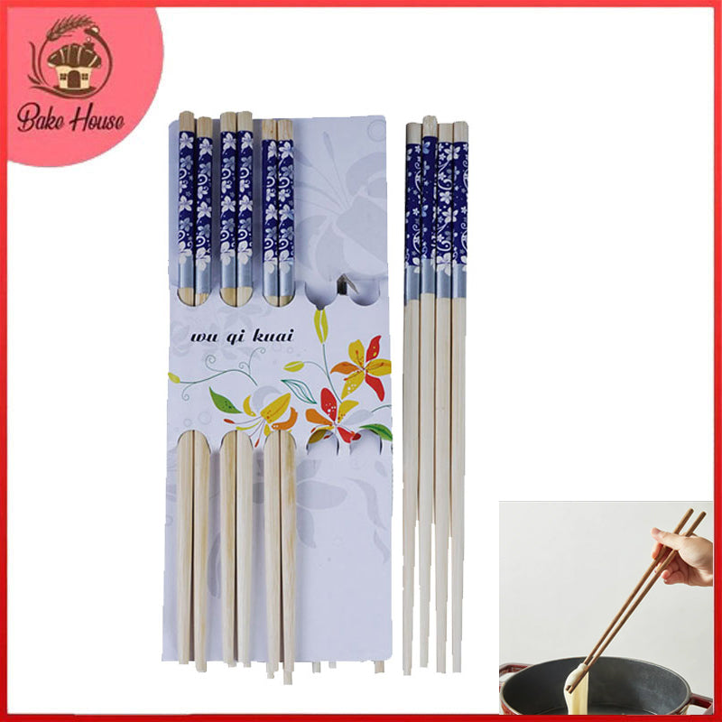 Flowers Design Bamboo Chopsticks 10 Pairs Pack