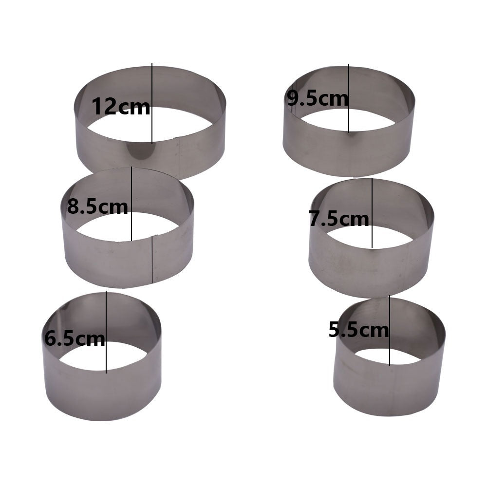 Round Shape Cake Baking Tool Stainless Steel 6Pcs Set