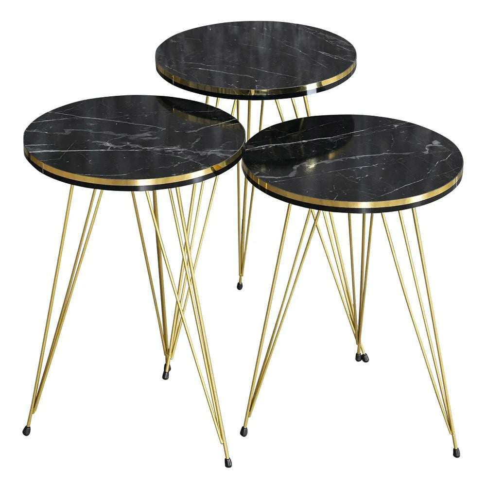 Decorative Home Decor Wooden Round Nesting Side Tables 3 Sizes Set
