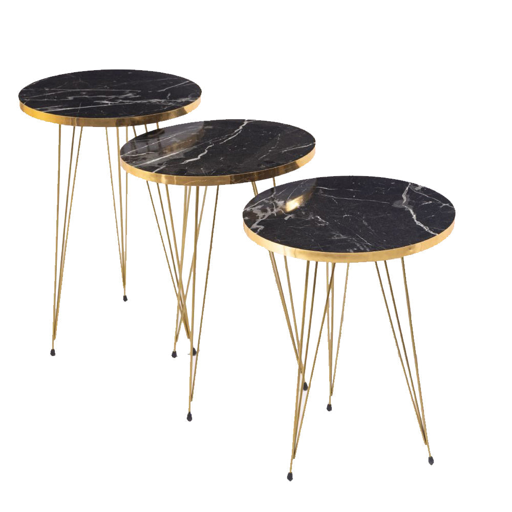 Decorative Home Decor Wooden Round Nesting Side Tables 3 Sizes Set