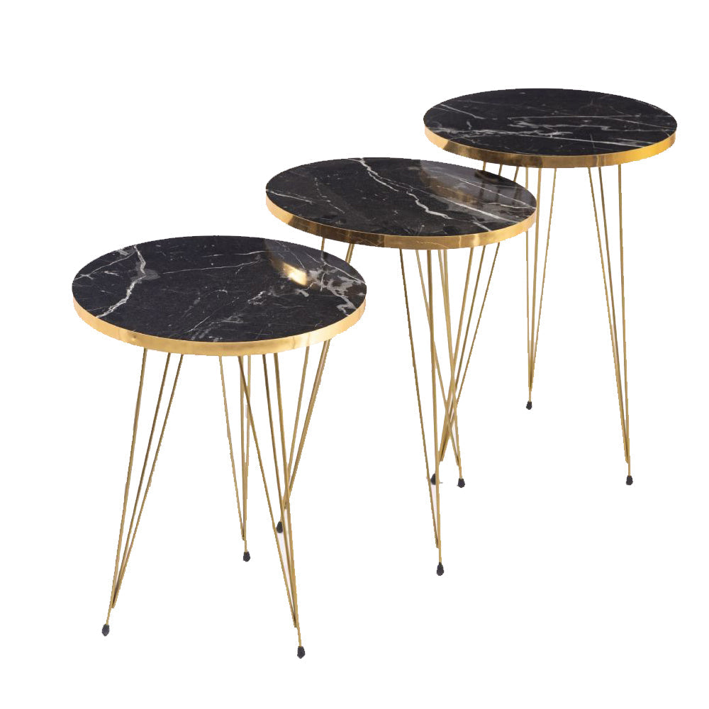 Decorative Home Decor Wooden Round Nesting Side Tables 3 Sizes Set