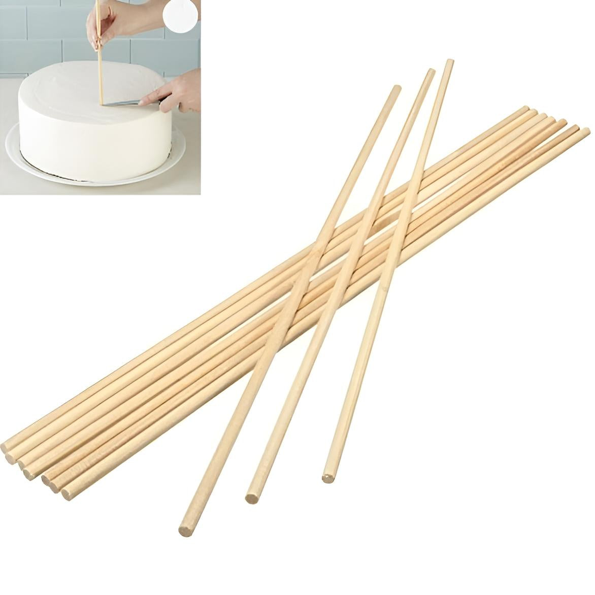 6mm Wooden Cake Dowel Rods 12 Pcs Pack