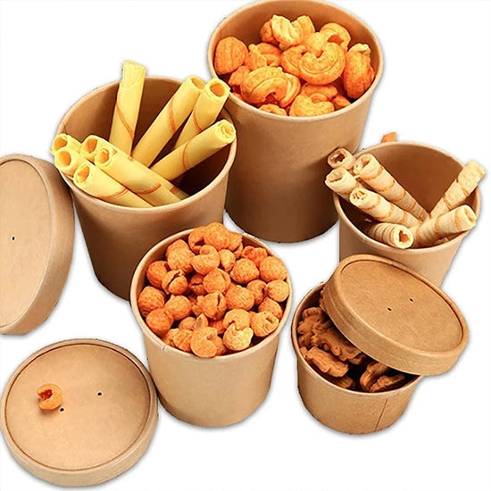 Kraft Paper Bucket With Lid 1000ml