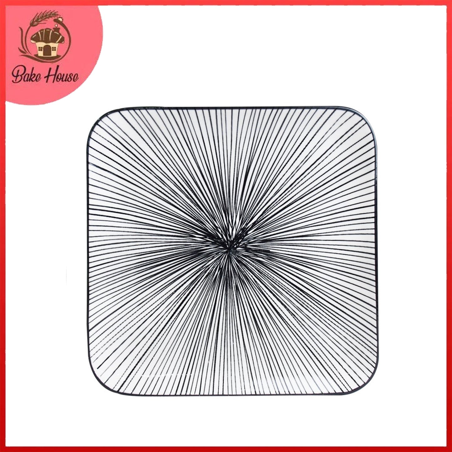 Danny Home Porcelain Black lining Square Flat Plate Small