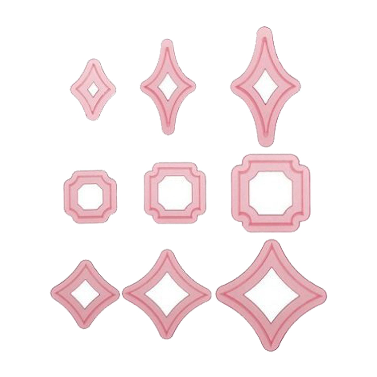 Modern Square Fondant Cutter 9Pcs Set Plastic