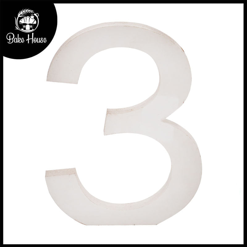 Freestanding Wooden Uppercase Number 3