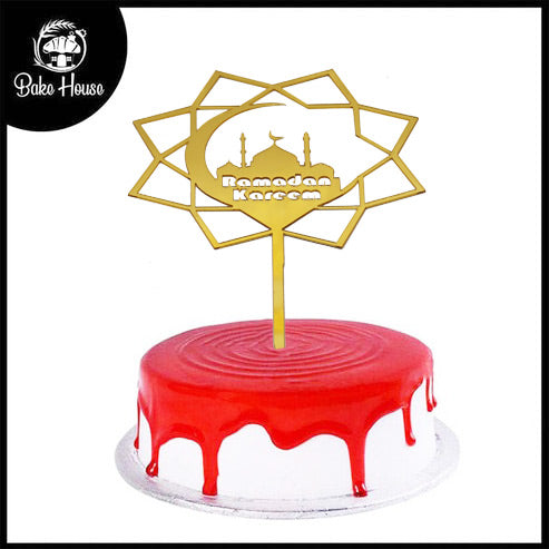 Ramadan Kareem Cake Topper Golden With Mosque Design