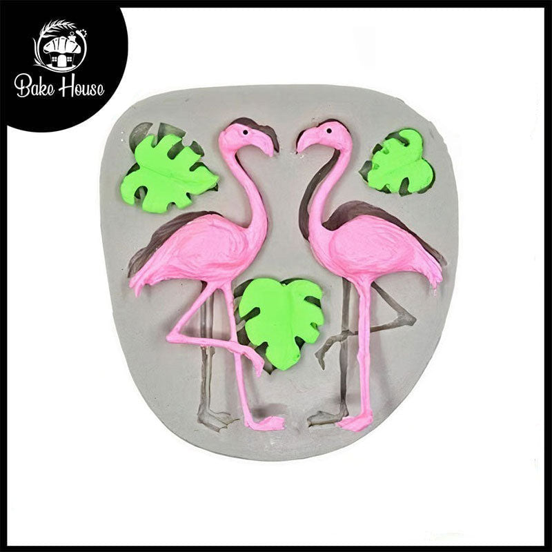 Flamingo With Turtle Leaf Silicone Fondant Cake Mold