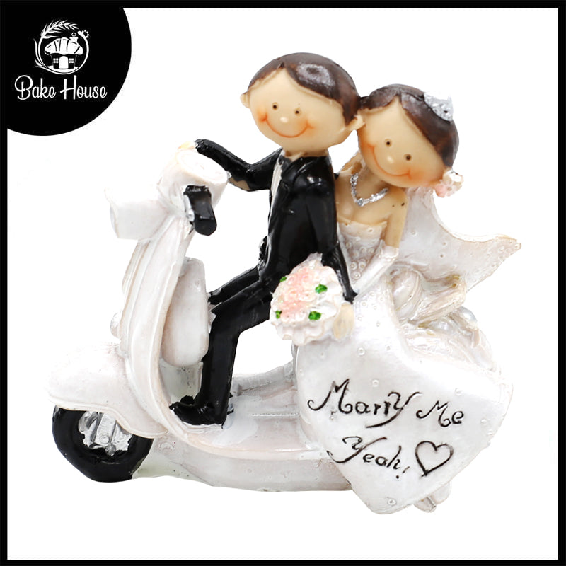 Marry Me Yeah Bride And Groom On Scooter Cake Topper