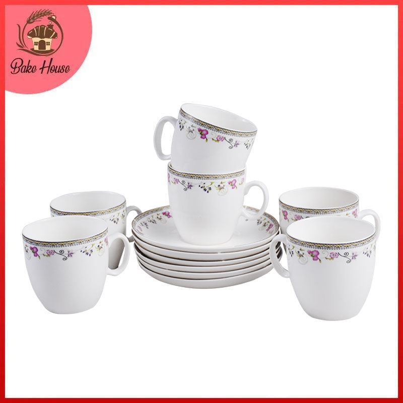 Tea, Coffee Drinking Cups And Saucers 12 Pcs Set (Design 07)