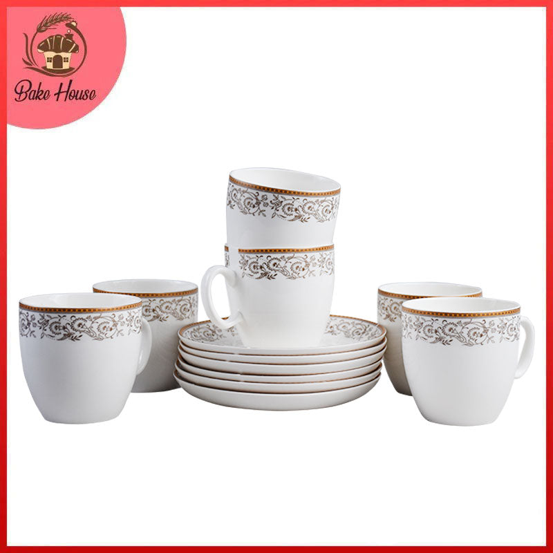Tea, Coffee Drinking Cups And Saucers 12 Pcs Set (Design 08)