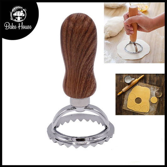 Round Dessert Pastry Dumpling Wrapper Mold with Wooden Handle Small