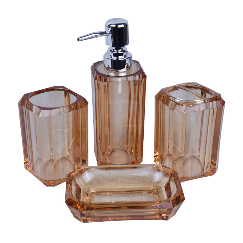Oblong Shape Transparent 4 Pcs Acrylic Bathroom Accessories Set