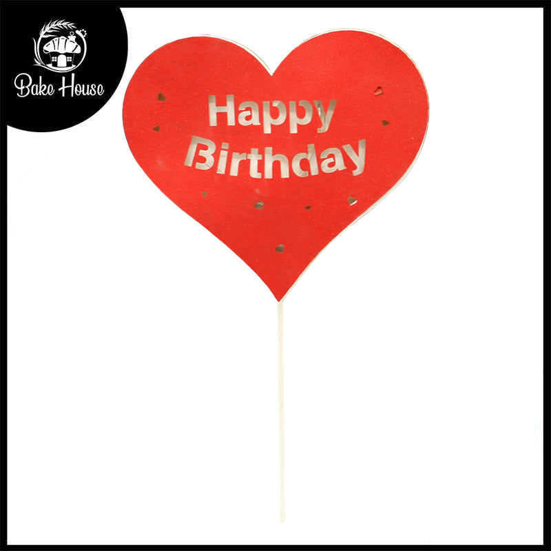 Happy Birthday Heart Cake Topper With Lights